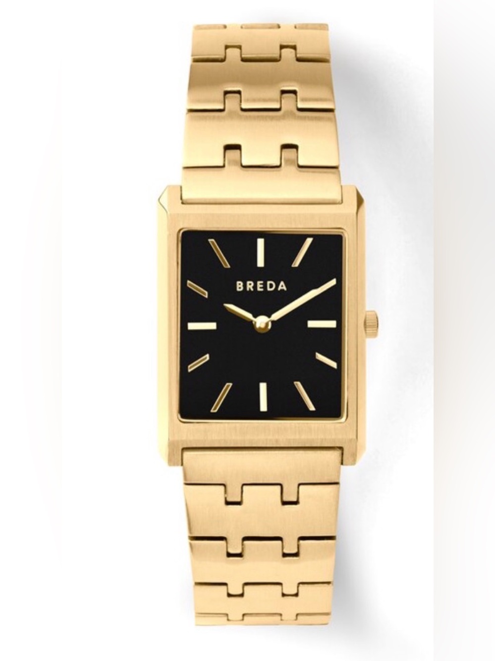 BREDA unisex Watch with Black Rectangle Dial and Gold-Tone vintage look